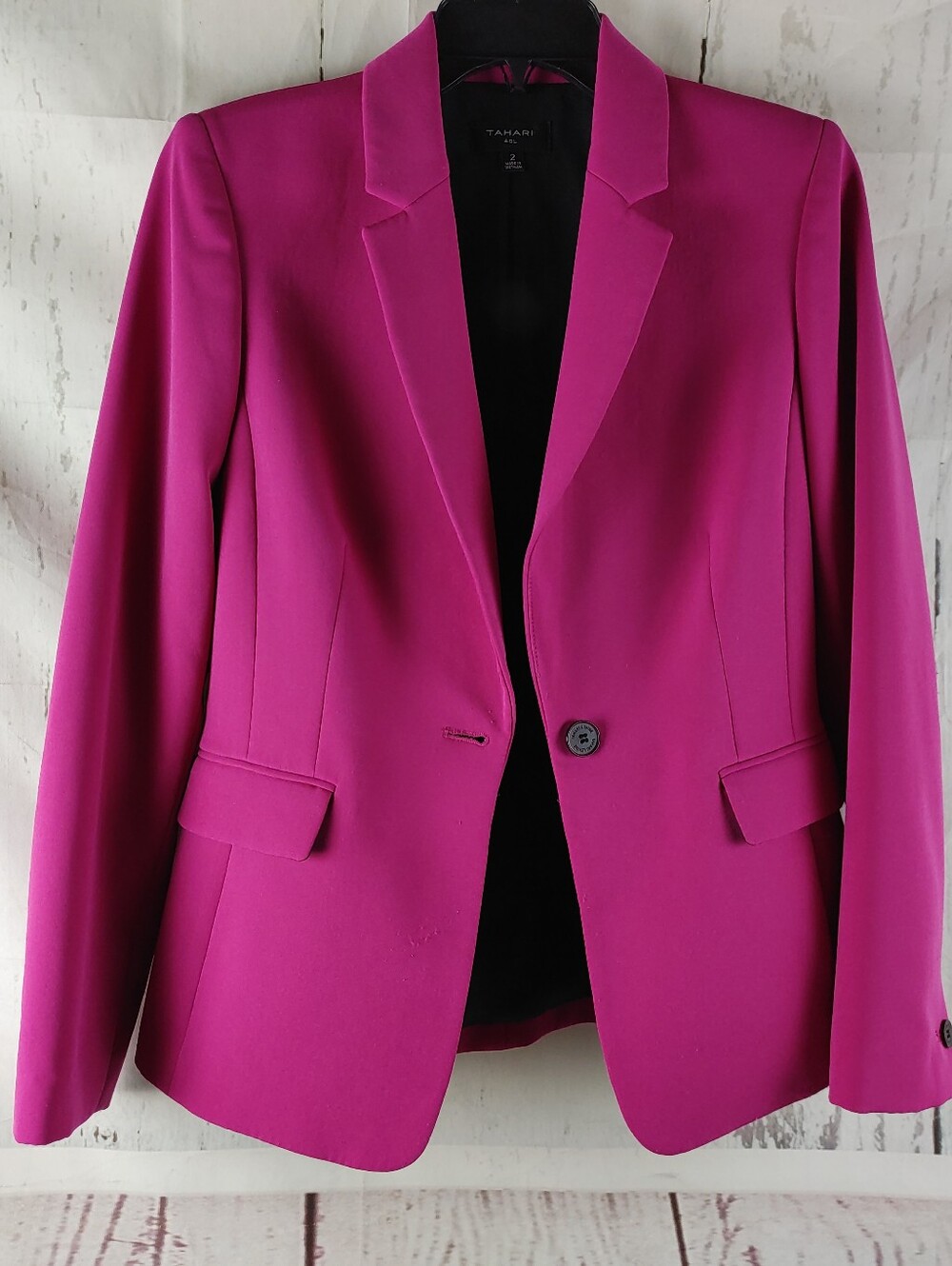Tahari Women's Fuschia Pink Single-Button Blazer Size 2